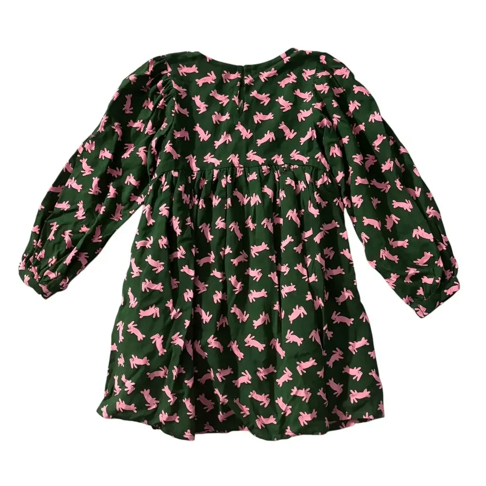 Compania Fantastica Dress Girls 6 Small‎ Mini Bunnies Green Pink Long Sleeve